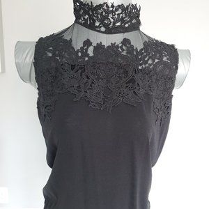 Adiva lace black top blouse NWT